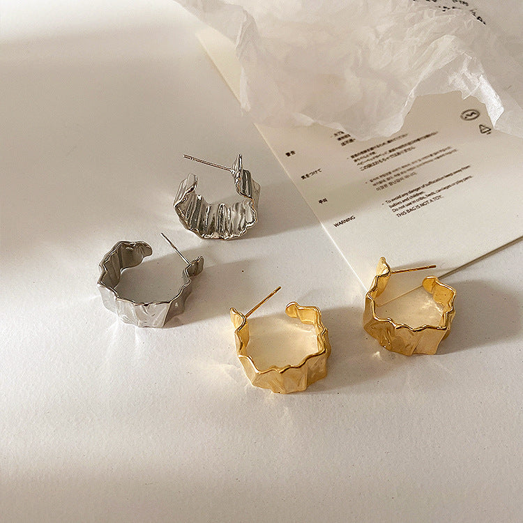 French Retro Irregular Metal Eardrop Earring Women