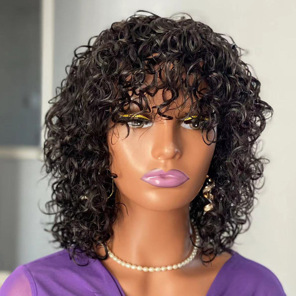 Water Wave Fringe Human Hair Wigs
