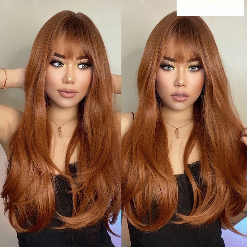 Brown Grey Long Straight Wig