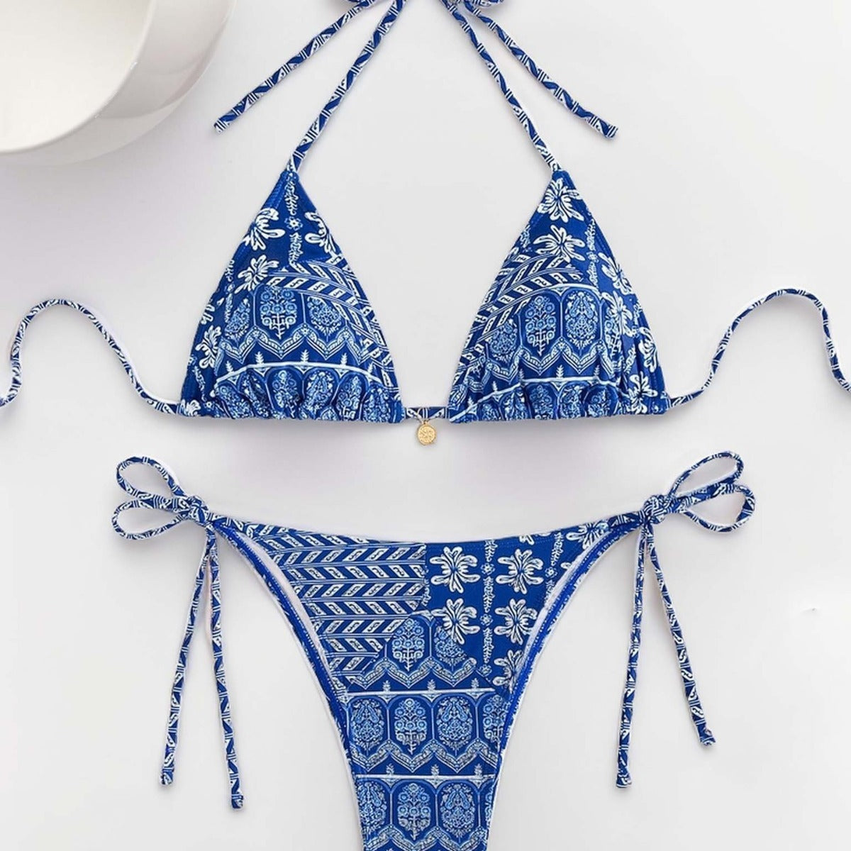 Printed Lace-up Bikini