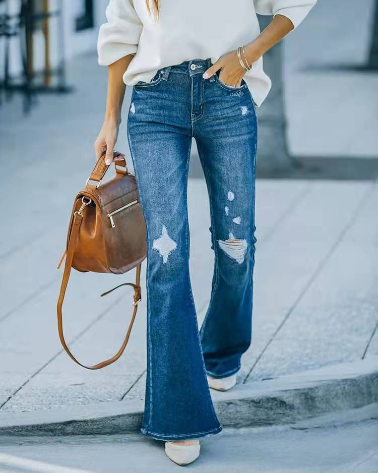 Elastic Ripped Pants