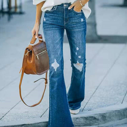 Elastic Ripped Pants