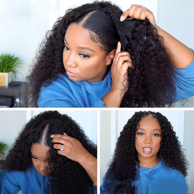 V-shaped Human Hair Curly