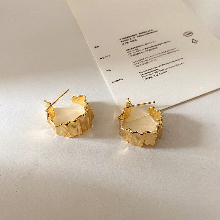 French Retro Irregular Metal Eardrop Earring Women