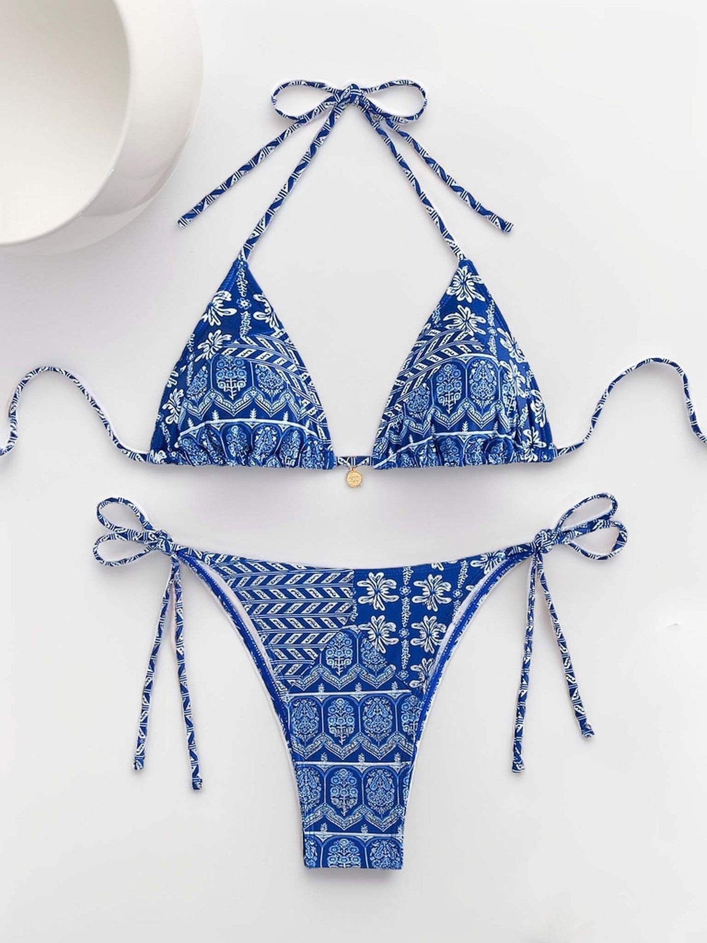 Printed Lace-up Bikini