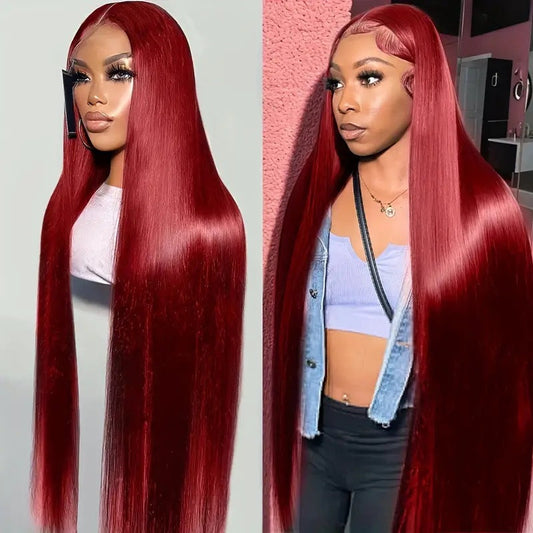 Wine Red Straight Hair