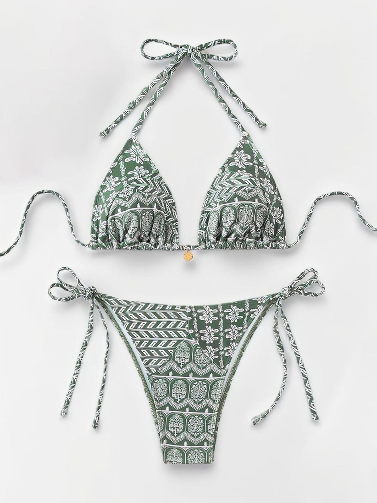 Printed Lace-up Bikini