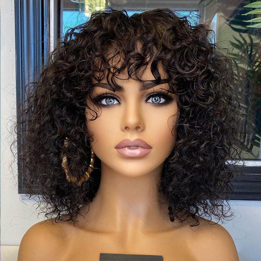 Deep Curly Fringe Human Hair Wigs