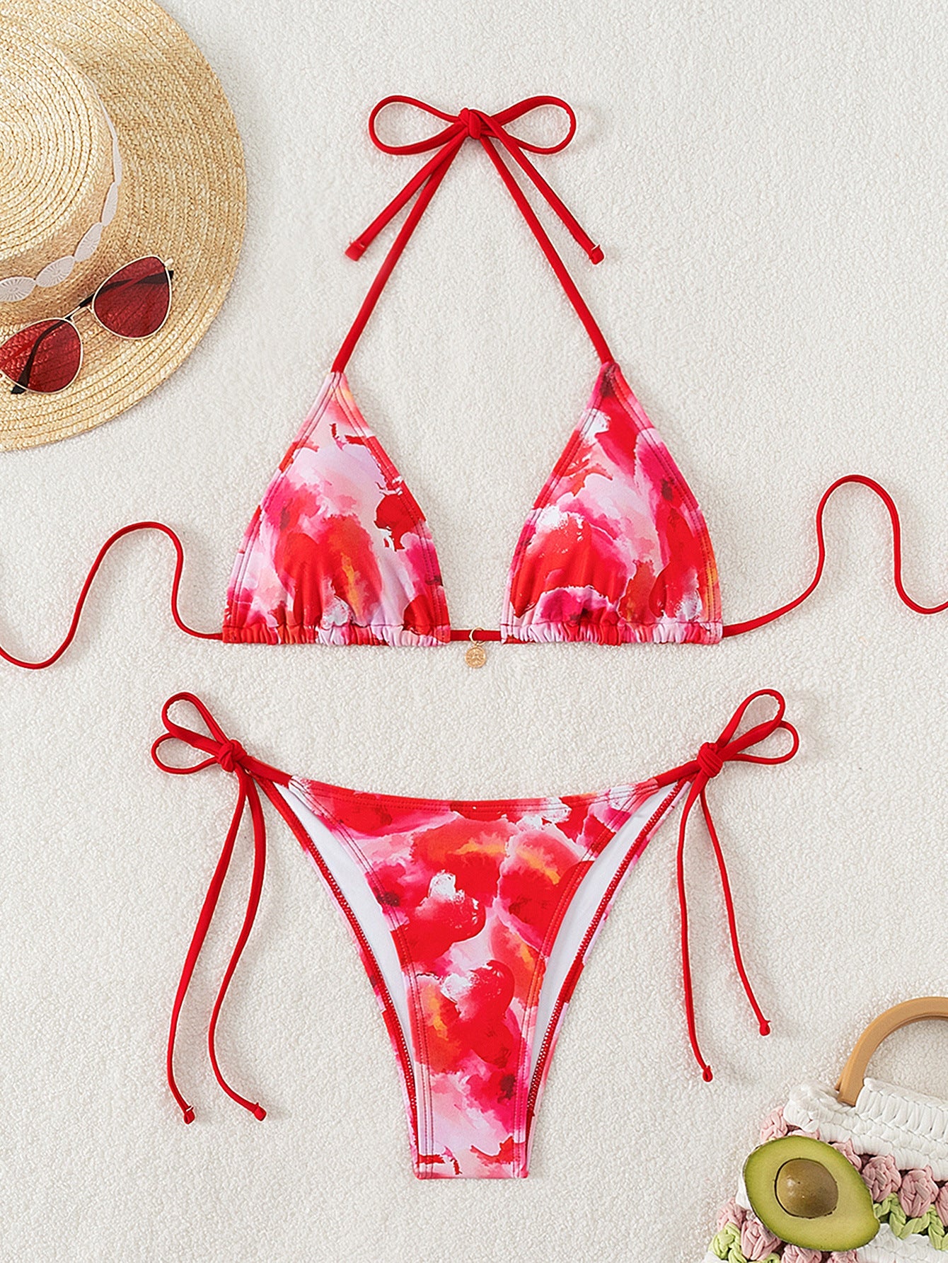 Printed Lace-up Bikini