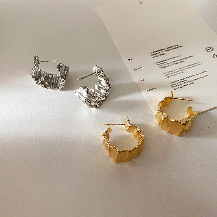 French Retro Irregular Metal Eardrop Earring Women