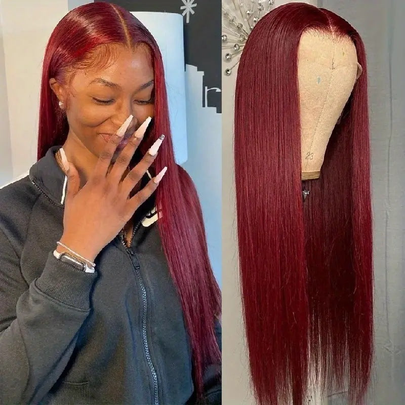 Wine Red Straight Hair