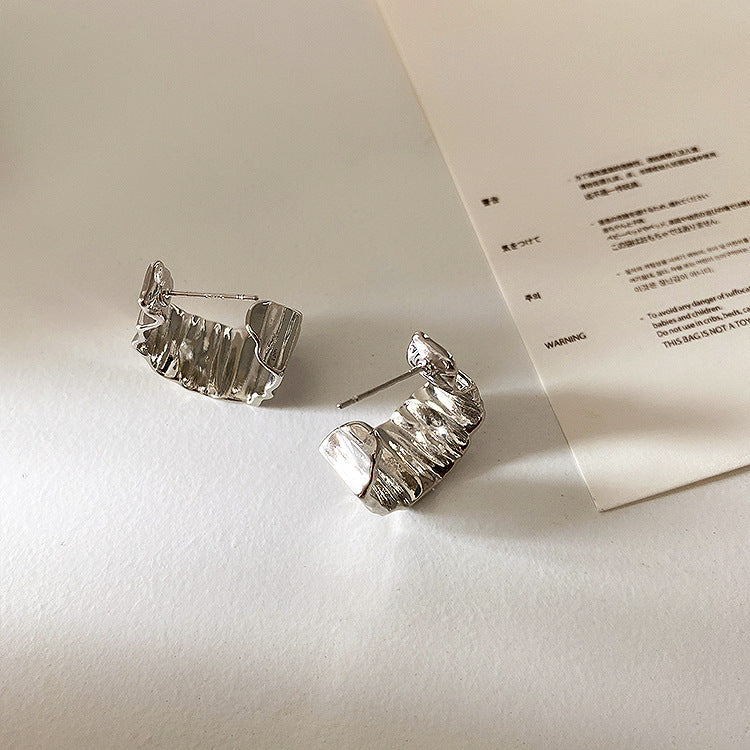 French Retro Irregular Metal Eardrop Earring Women